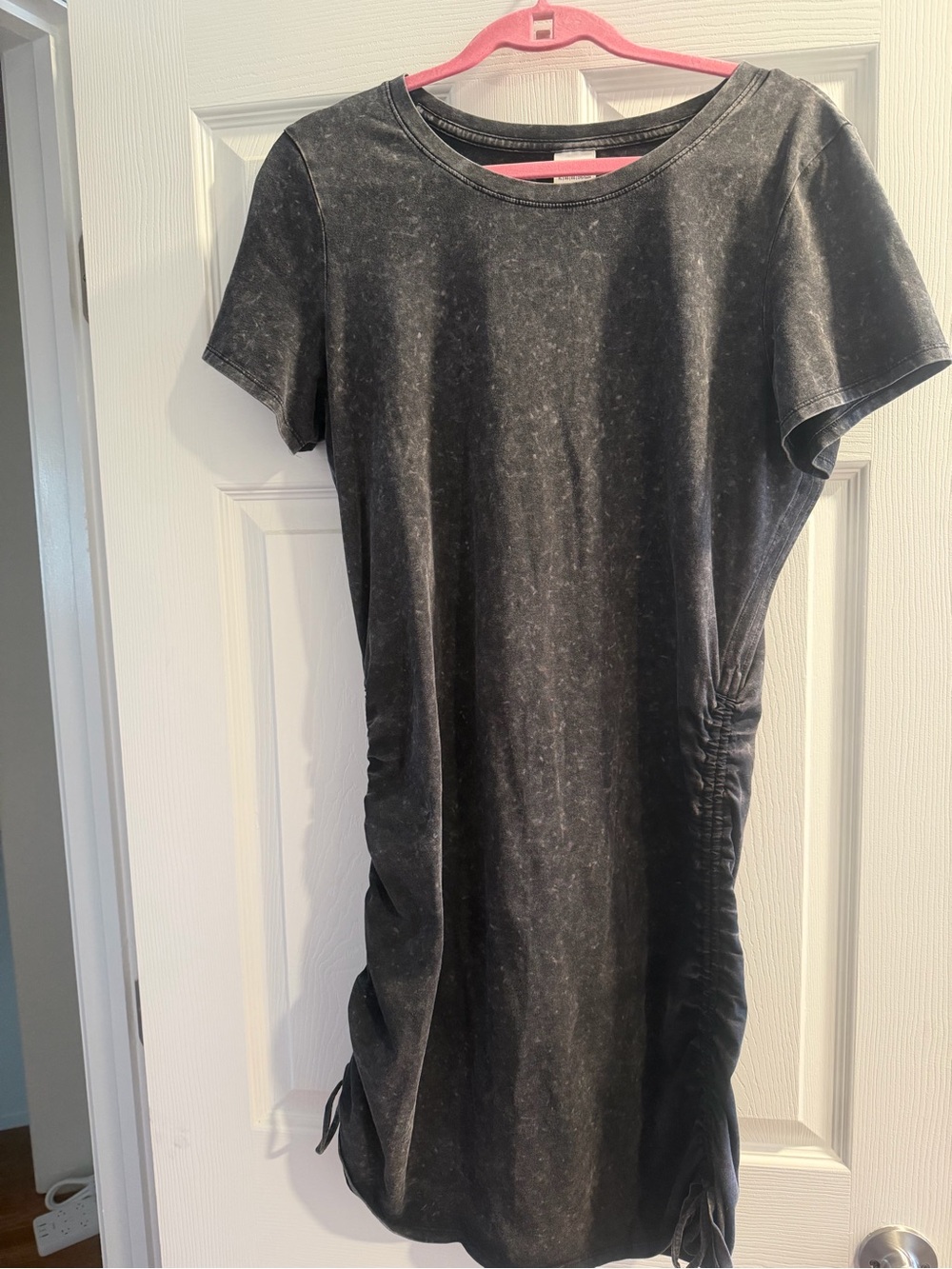PINK Victoria's Secret Washed Black Short Sleeve Side-Ruched Mini Dress